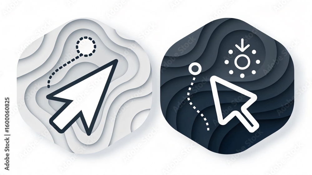Fototapete click icons, interactive digital concepts: captivating graphical interface icons illustrate precise 