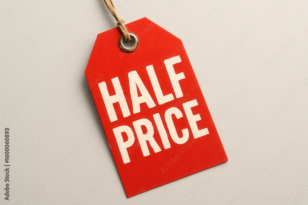 Poster red price tag displaying the text 