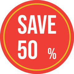 Save 50 percent discount sale tag