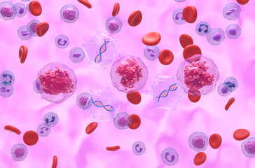 Gene therapy in Acute Lymphocytic Leukemia (ALL) - isometric view 3d illustration