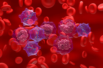Gene therapy in Acute Lymphocytic Leukemia (ALL) - isometric view 3d illustration