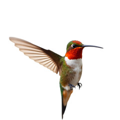 Fototapeta premium Tiny Marvel: A Hummingbird Captured Mid-Air