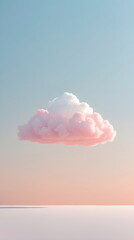 Single Pink Dream Cloud in a Minimalist Pastel Sky