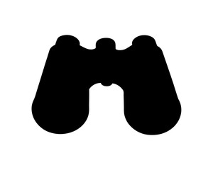 Black silhouette of binoculars on a white background for vision