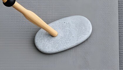 A flat oval stone ideal for use with a rake in Zen garden design