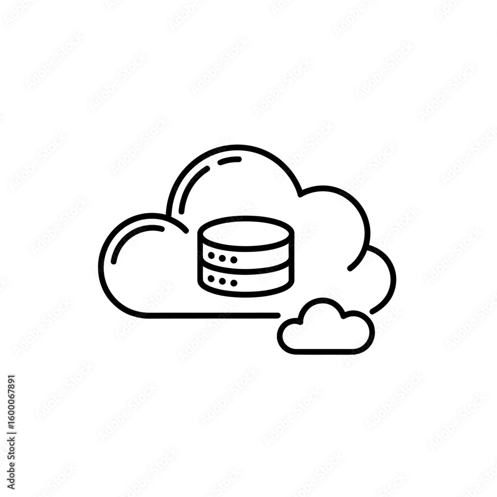 Poster cloud computing icon with database symbol representing data storage and network services
