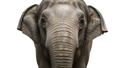 Close-up portrait of an elephant's face.