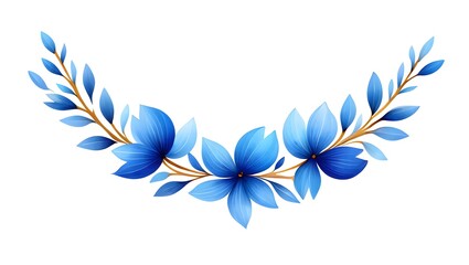 Watercolor blue flower wreath vector illustration for wedding invitation design art