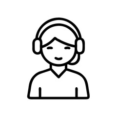 Student with headphones for online learning resources, showing a calm face and relaxed expression. Student with headphones for virtual class or remote communication.