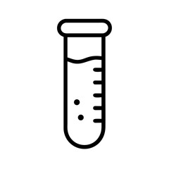 Simple test tube outline showing liquid, for scientific uses. Test tube for chemistry and laboratory work, liquid is inside test tube. Perfect test tube example for demonstrating process.