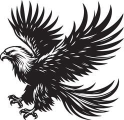 Obraz premium Eagle flying vector, Eagle bird clipart, African hawk flying vector silhouette illustration 