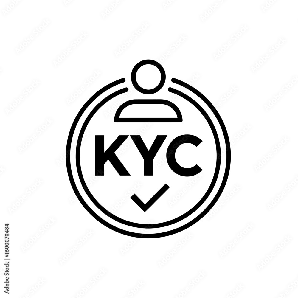 Poster know your customer kyc verification icon with a person symbol and checkmark