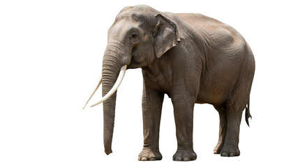 Fototapeta premium Mature elephant standing against a black background.