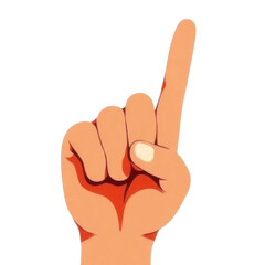 Cartoon Hand Pointing Upwards on Transparent Background
