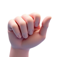 Close Up of a 3D Rendered Pink Hand on a Blue Background