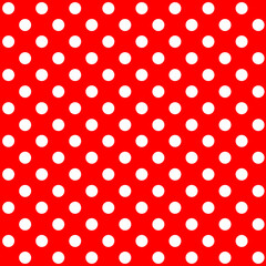 Red big polka dots seamless pattern background.Surface design for textile.Texture for tablecloth.Decoration ornament.Repeat tile.Wrapping paper.Fabric or cloth.Geometric.Vector illustration.