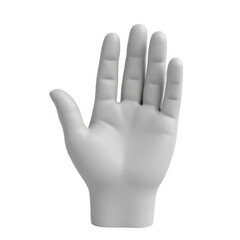 White 3D Rendered Open Hand with Five Fingers on Transparent Background