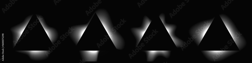 Poster set of triangle illuminate light frames
