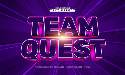 team quest editable text effect with a sport and play text style