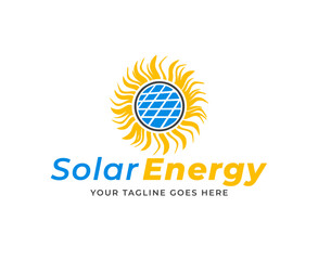 Fototapeta premium Sun and Solar Panel Circle Logo