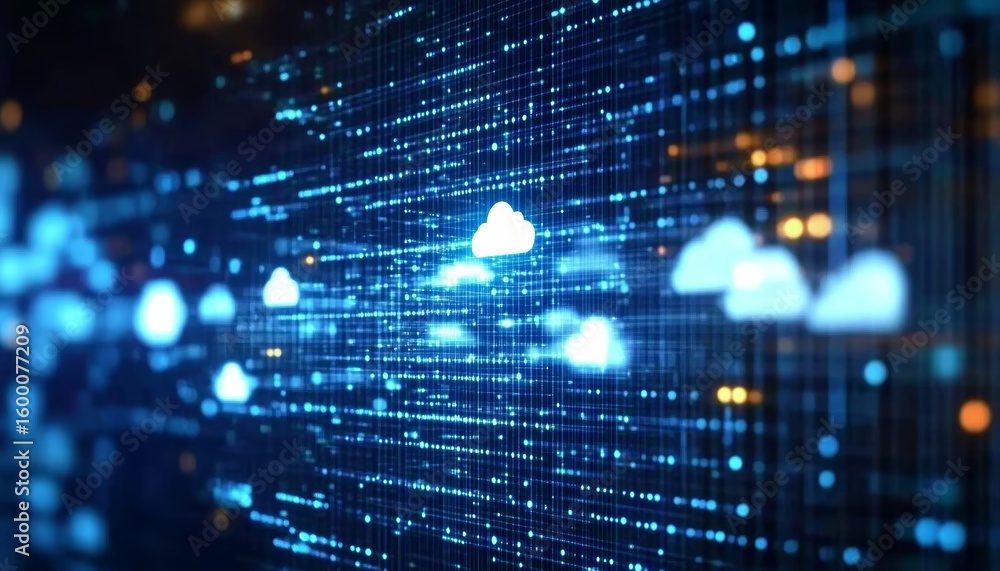 Poster cloud structure and digital data exchange innovative business network with secure computing nodes