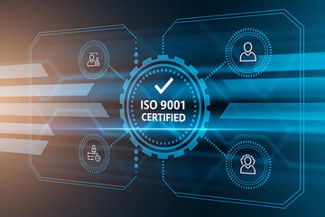 ISO 9001 Certified concept representing quality management, business compliance, and international ISO standards for organizational excellence
