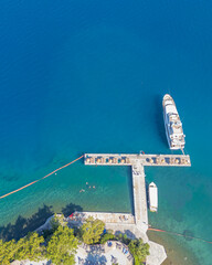 Adakoy coastline drone view in Marmaris Town of Turkey