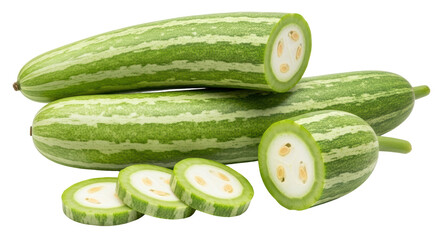 Isolated Snake Gourds and Slices