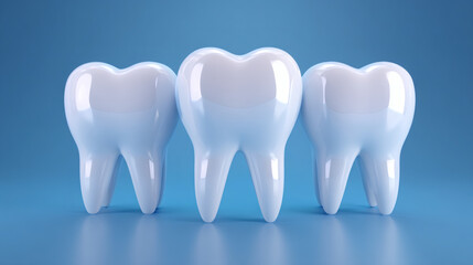 Isolated 3D human teeth tooth illustration on a white background for dental care and health