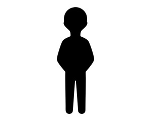 Silhouette of a standing person with their hands behind their back