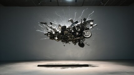 Frozen Debris Art Installation Representing Velocity