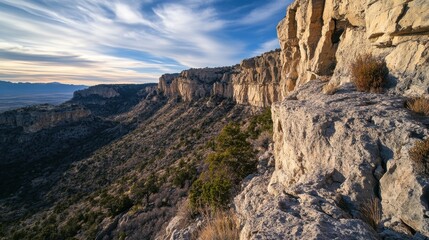 Obraz premium High desert canyon vista with dramatic cliffs.