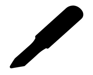 Black silhouette of a soldering iron with rounded handle and tipped end