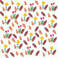 Seamless floral and leaf pattern vector illustration, decorative nature art design for wallpaper