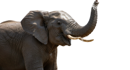 Close-up of an elephant's head and trunk.
