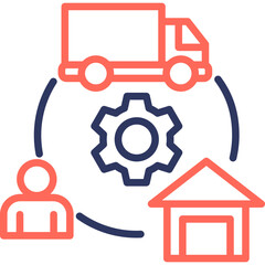 Supply Chain line color icon
