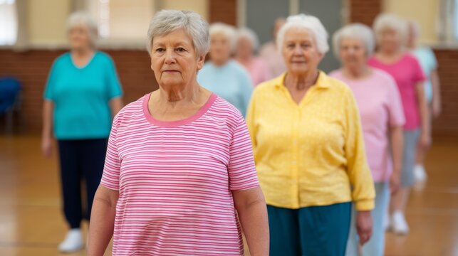 Active Seniors Enjoying Interactive Group Exercise Session at Lively Nursing Home