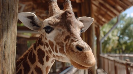 Fototapeta premium Giraffe close up in natural setting