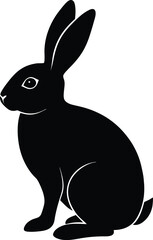 Obraz premium Silhouette of a Black Rabbit Sitting and Looking to the Side new 2025 trendy