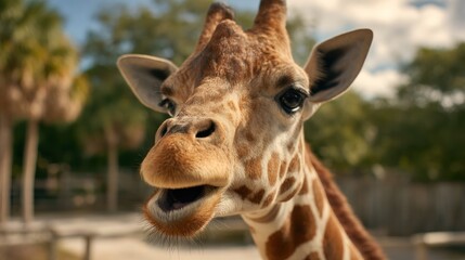Naklejka premium Giraffe portrait wildlife photography