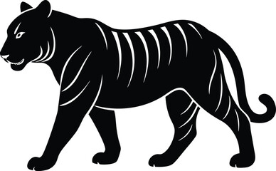 Obraz premium Silhouette of a walking black panther with white stripes new 2025 trendy