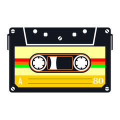 Retro Audio Cassette Vector Illustration with Classic Analog Design