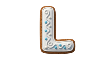 Isolated ginger letter L cookie