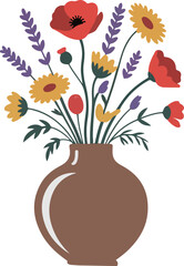 Colorful flowers with vase.