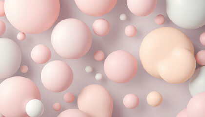 Cute glossy pastel spheres and organic squishy forms, soft pop 3D style, modern aesthetic, playful and joyful mood, floating softly in air 2