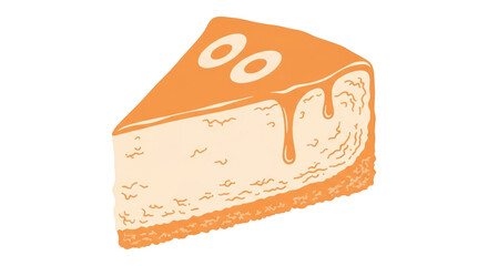 Isolated Orange Cheese Cake Slice With Eyes