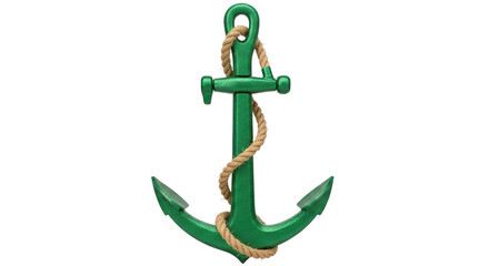 Isolated Green Anchor with Rope © Stefan