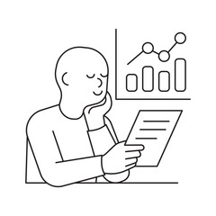 A person analyzing data and charts, reflecting on content performance. Perfect for analytics, editing, and business strategy visuals.