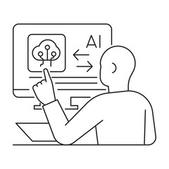 A person using AI on a computer to generate content, showcasing technology. Ideal for AI, automation, and digital creation visuals.