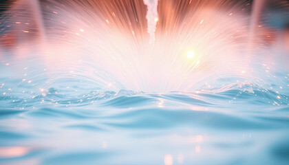 Dreamy abstract water movement with light flares and bokeh, motion art of dancing fountain, soft pastels, calming gradient background 2